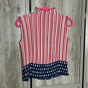 E.K. Design Top Plisse US Flag Sleeveless Size L